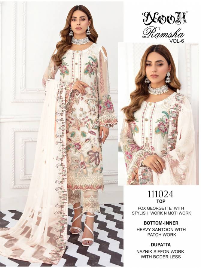 Noor Ramsha 6 Fancy Festive Wear Georgette Pakistani Salwar Kameez Collection